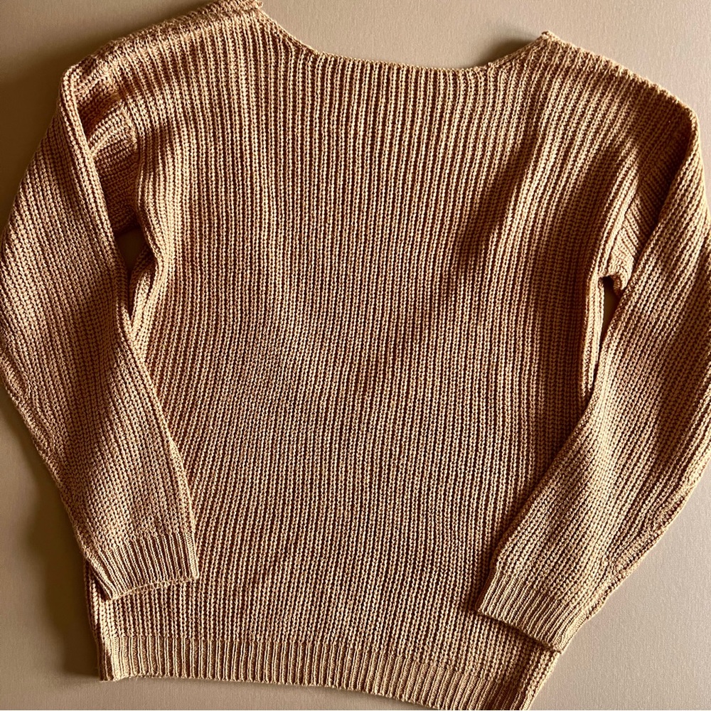 Nasty Gal Camel Backless Knit Sweater - Picture 4 of 13